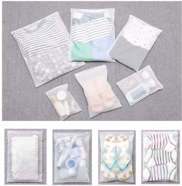 NESTLUNE 20 Pack Frosted Resealable Transparent Plastic Travel Storage Zip Lock Bags