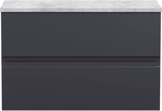 Balterley Mavesyn Contemporary 2 Drawer Wall Hung Vanity Unit, Dark Grey, W: 80 cm, D: 50 cm