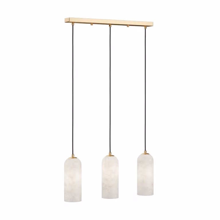 Dome Deco LAMAR White and Gold/Brass Metal and Glass Dome Pendant Light