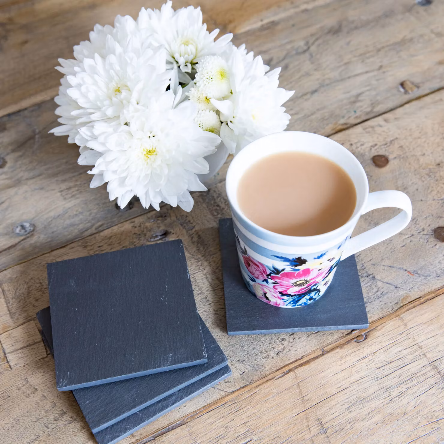 Creative Tops Naturals Set of 4 Square Slate and Cork Coasters in Black and Grey – 6