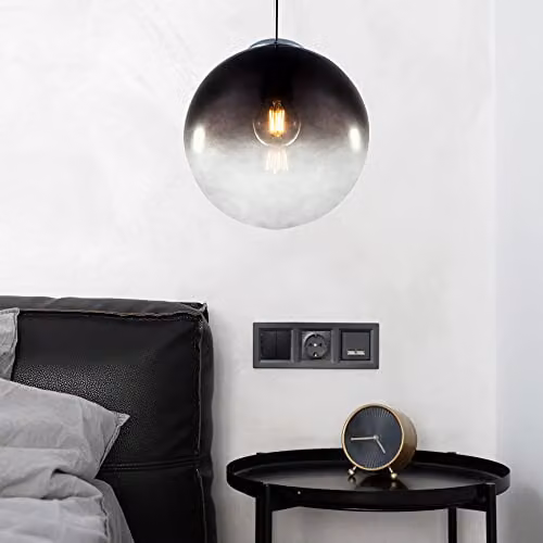 Globo Lighting Varus Sphere Pendant Ceiling Light with Grey Smoke Glass Shade and Chrome Finish, Diameter: 25 cm – 4