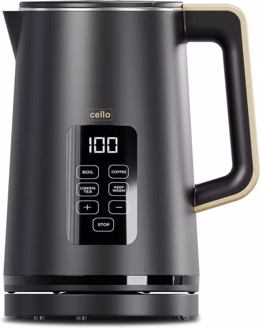 Cello Stainless Steel Digital Kettle with Temperature Control in Black and Anthracite