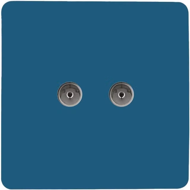 Trendi Switch 2 Gang Female Co-Axial Television Socket in Ocean Blue