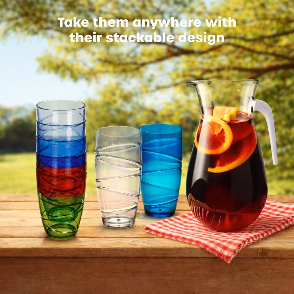 volila Pack of 6 Transparent Acrylic Plastic Tumblers, 550ml – 2