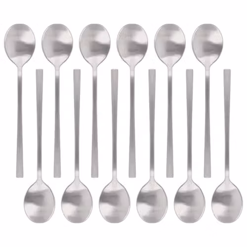 Argon Tableware Polished Silver Stainless Steel Teaspoons, Pack of 12 – 1