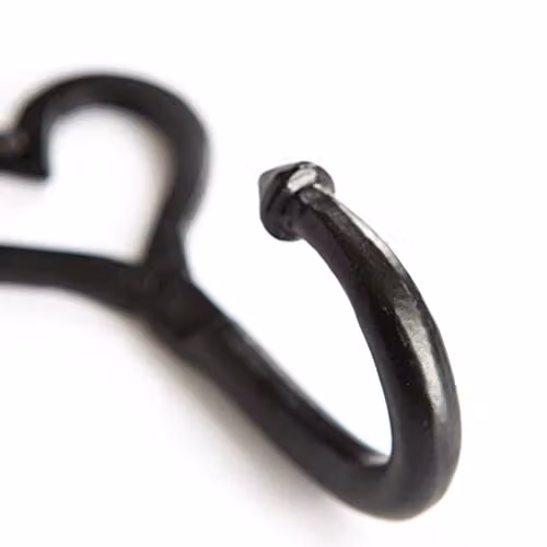 Hammer and Tongs Single Heart Wall Mounted Hook, Matt Black Powder Coated Iron, Pack of 10, W: 6.5 cm, H: 13 cm – 2