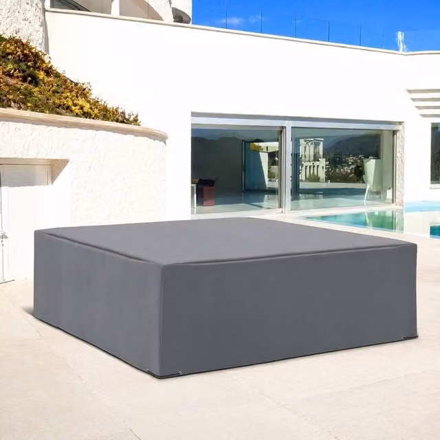 STILVORA Water-Repellent Polyester Garden Furniture Cover in Grey, W: 225 cm x D: 210 cm – 1