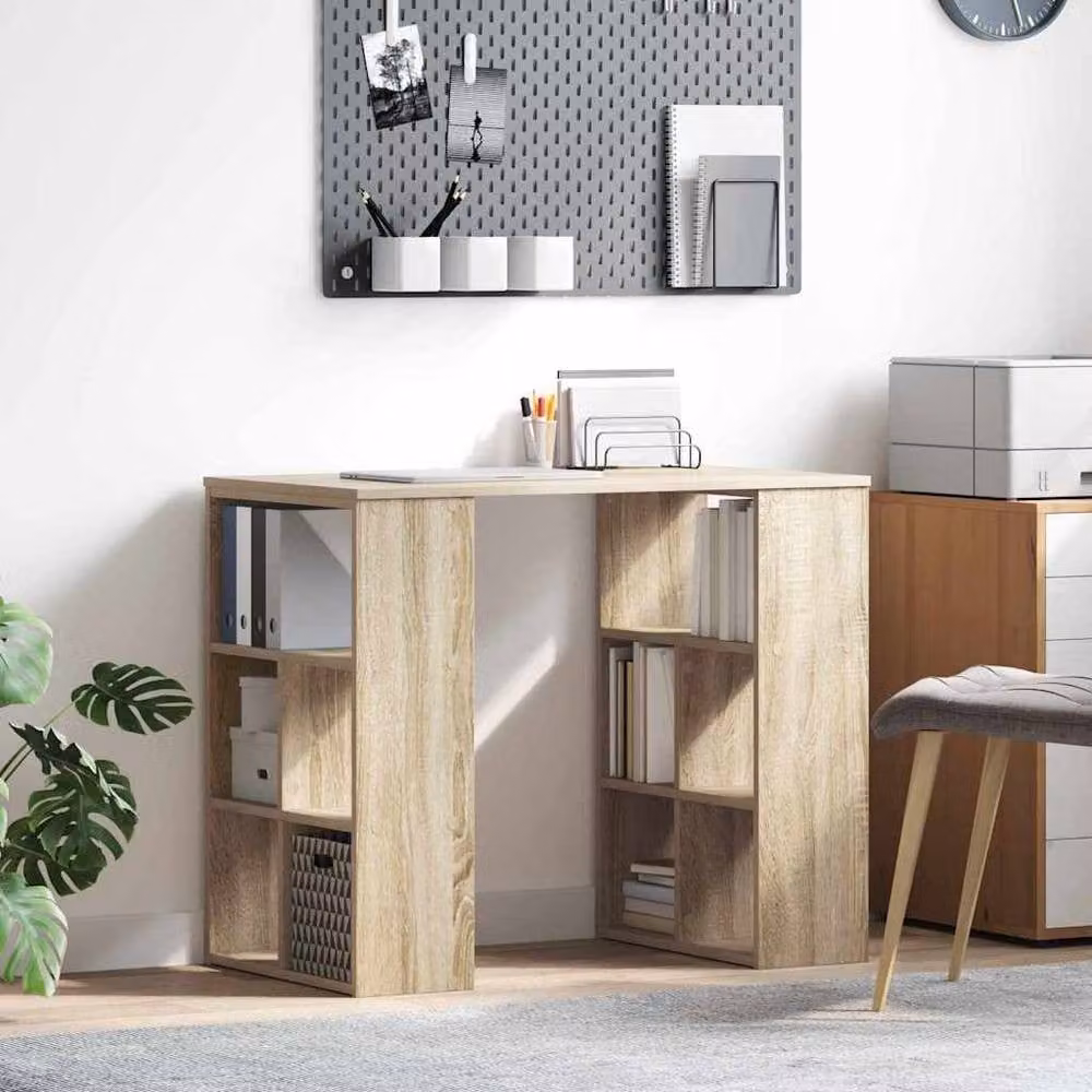 Berkfield Home Modern Corner Desk in Sonoma Oak Brown MDF – 1