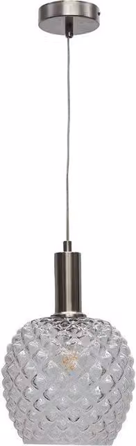 First Choice Lighting Baine Art Deco Pendant Fitting with Transparent Glass and Silver Metal, H 116.5 cm x W 20.5 cm x D 20.5 cm