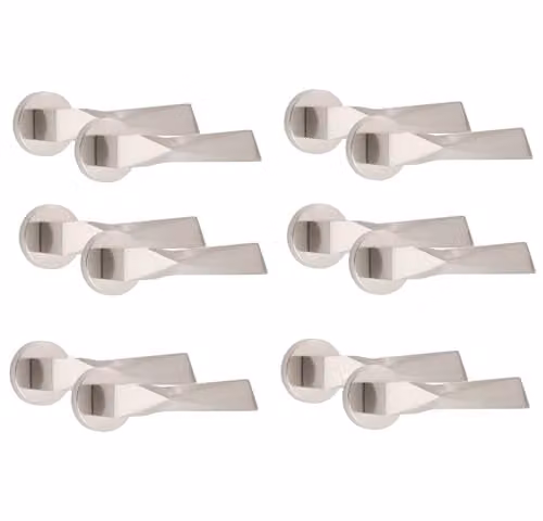 Golden Grace Aura Round Rose Door Handles in Brushed Silver, 6 Pairs – 1
