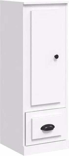 Berkfield Home White Modern Highboard with Hinged Doors and Drawers, W/D/H: 36 x 35.5 x 103.5 cm