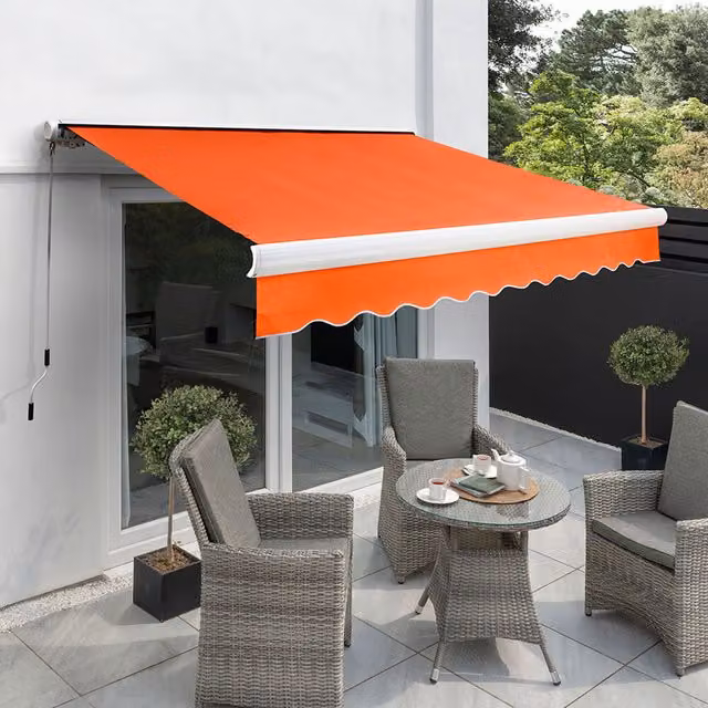 Primrose Full Cassette Manual Awning in Orange, Width: 500 cm