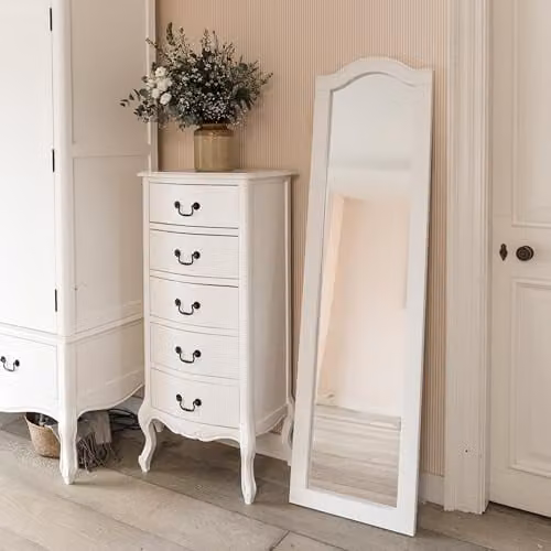 Statement Furniture Juliette Large Full Length Leaner Mirror in White, W/H: 45 x 165 cm