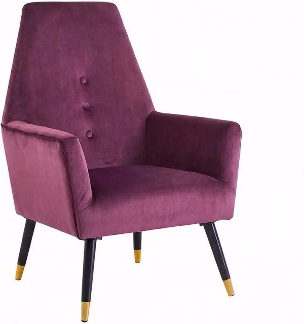 Havendro Modern Velvet Buttoned Padded Accent Armchair in Purple