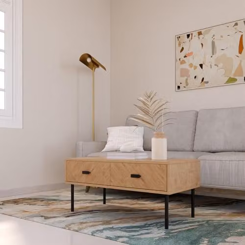 Seconique Leon 2 Drawer Coffee Table in Brown and Black – 2