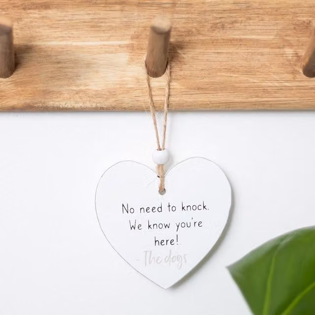 Kingsbury Gifts Small White Hanging Heart Sentiment Wall Plaque