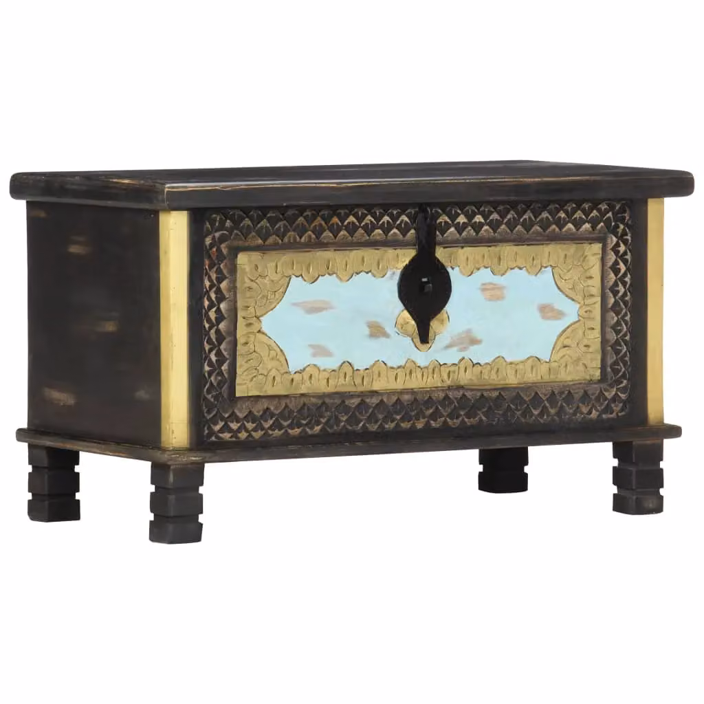 Berkfield Home Black Solid Mango Wood Storage Chest W/D/H: 80 x 40 x 45 cm – 2