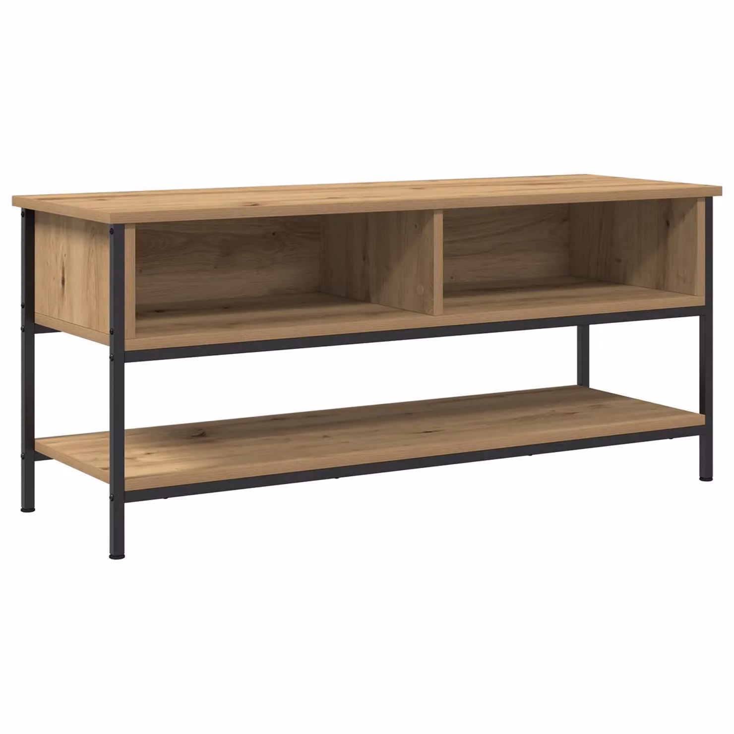 Berkfield Home Artisan Oak TV Cabinet in Brown with Steel Accents, W/D/H: 100 x 35 x 45 cm – 2