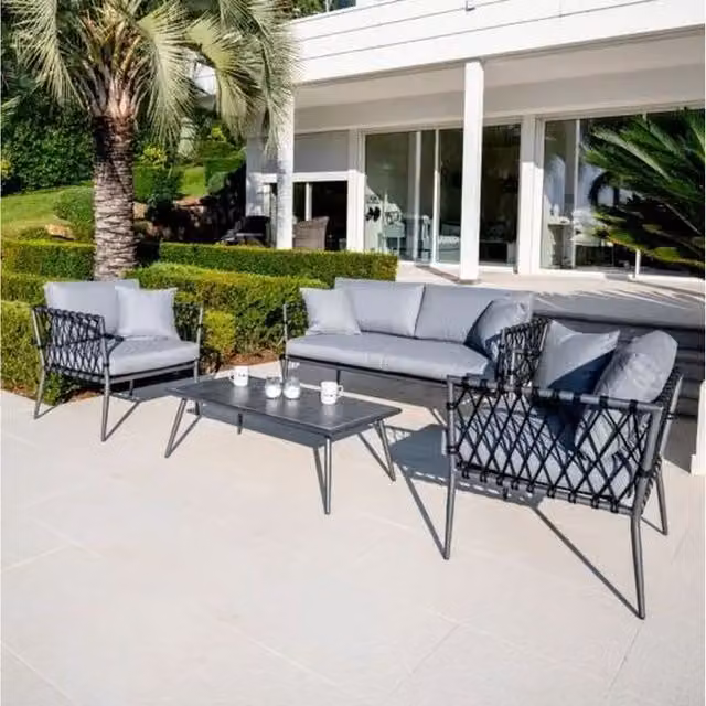 Better Garden Modern 4 Seater Grey Rattan Outdoor Garden Sofa Set