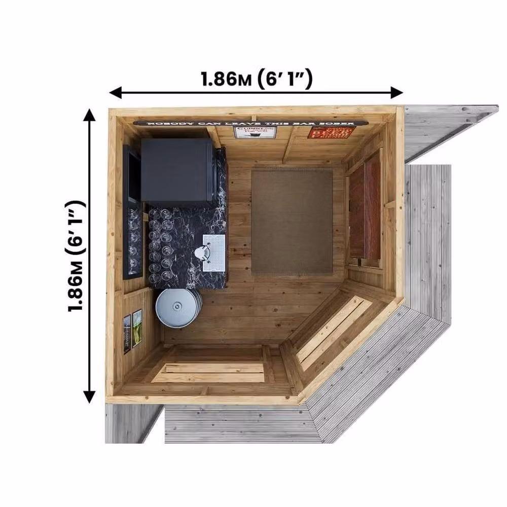 Dunster House Corner Garden Bar in Brown, Pressure Treated Wood, W/D/H: 240 x 240 x 240 cm – 3