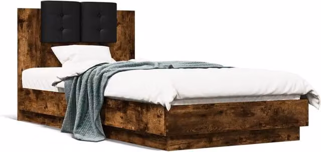 Berkfield Home Small Single Bed Frame in Smoked Oak Brown, W: 75 cm x L: 190 cm – 1