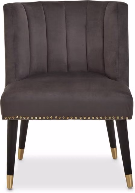 Fifty Five South Mid-Century Grey Velvet Dining Chair with Black and Gold Rubberwood Legs