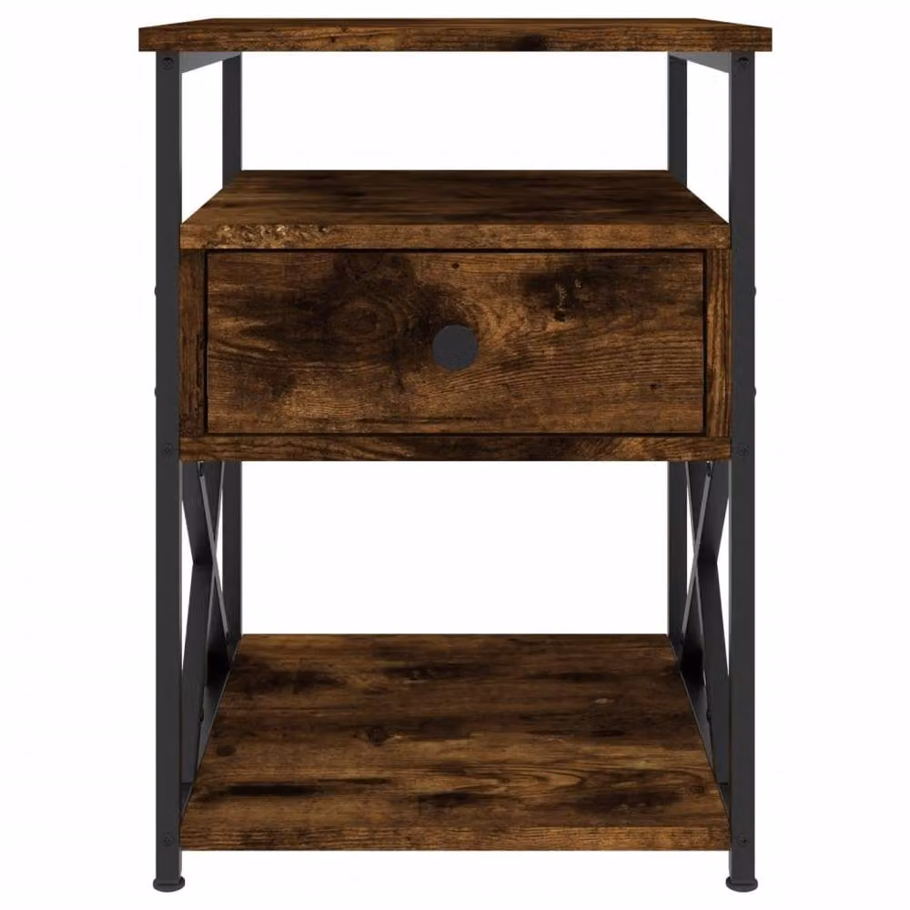 Berkfield Home Smoked Oak Bedside Cabinet in Brown, W/D/H: 40 x 42 x 55 cm – 4