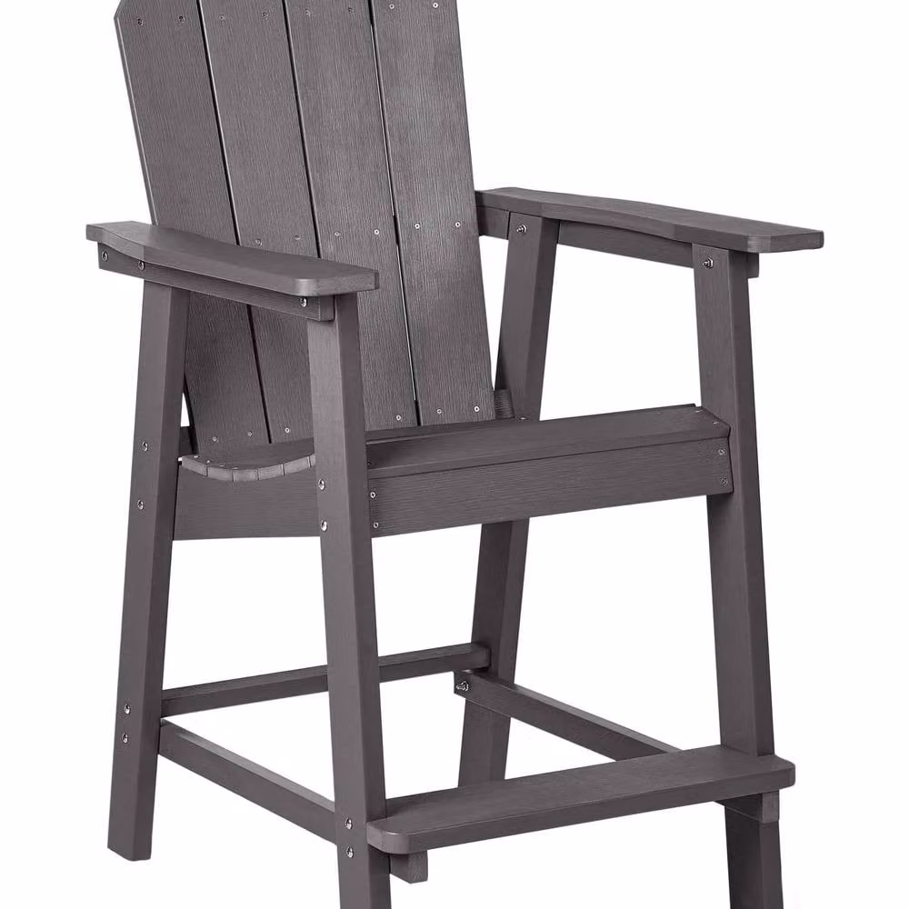 Wyld and Coco Veranda Garden Bar Chair in Dark Grey Faux Wood – 1