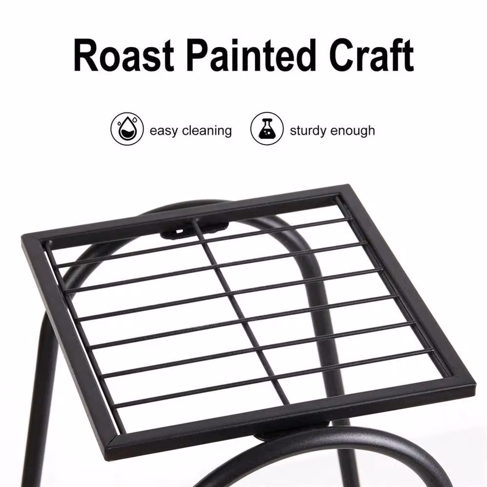 NESTLUNE 9-Tier Metal Plant Stand Garden Shelves in Black, H 130 x W 100 x D 15 cm – 4