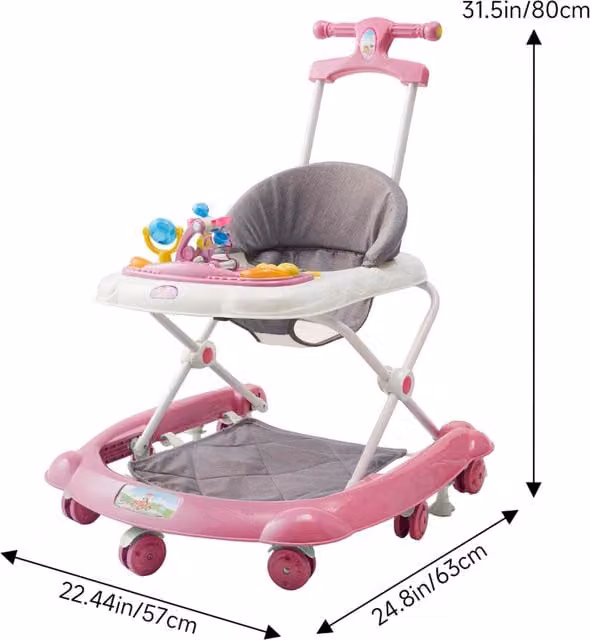 Kidkid Foldable Adjustable Baby Walker in Pink