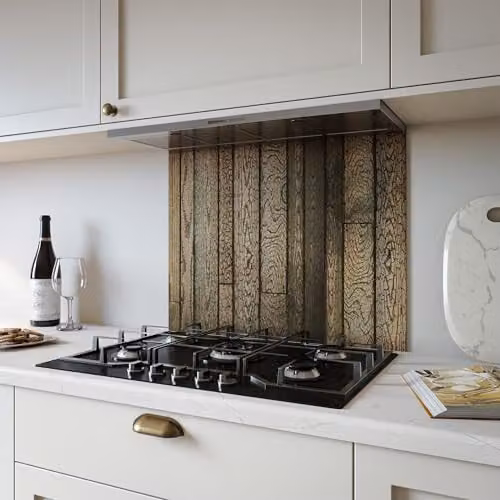 Bushboard Rustic Ember Kitchen Splashback Panel, Brown Aluminium Heat Resistant Wall Protector, W: 60 cm, H: 80 cm