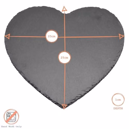 Argon Tableware Heart Slate Placemats, Black, Pack of 6, 25 cm – 2