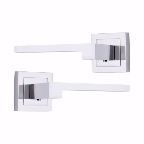 Golden Grace Zeta Square Rose Door Handles in Polished Chrome, 1 Pair