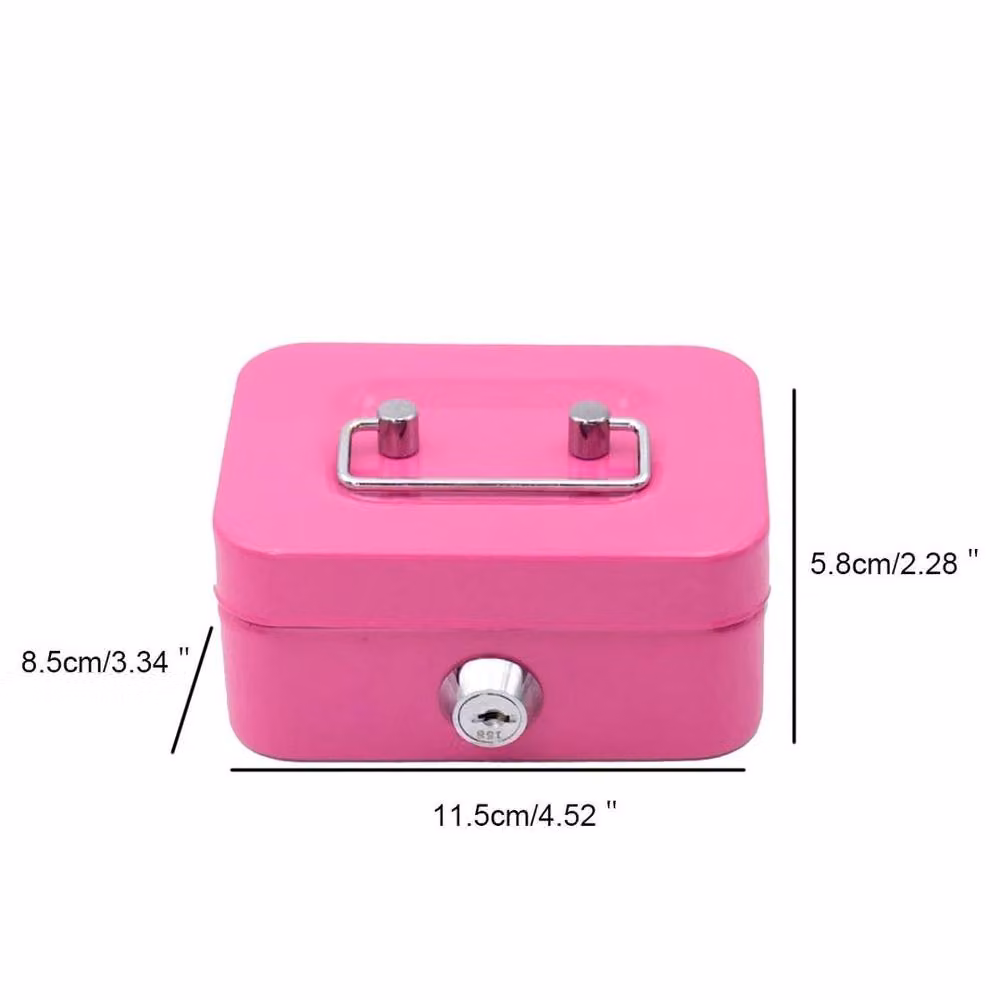 FLAVORA Pink Metal Lockable Cash Box with Handles for Secure Money Storage – 2