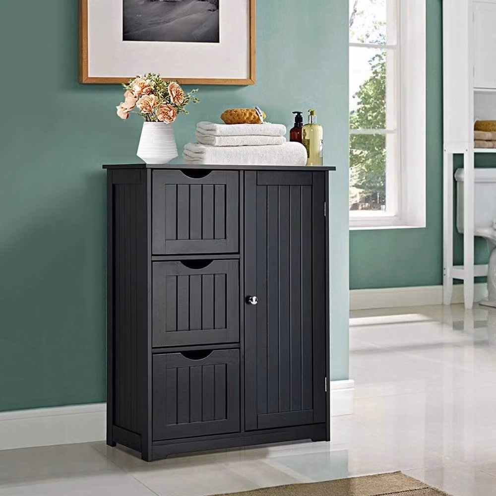 VOGREX 3-Drawer Freestanding Bathroom Storage Cabinet in Matt Black – 2