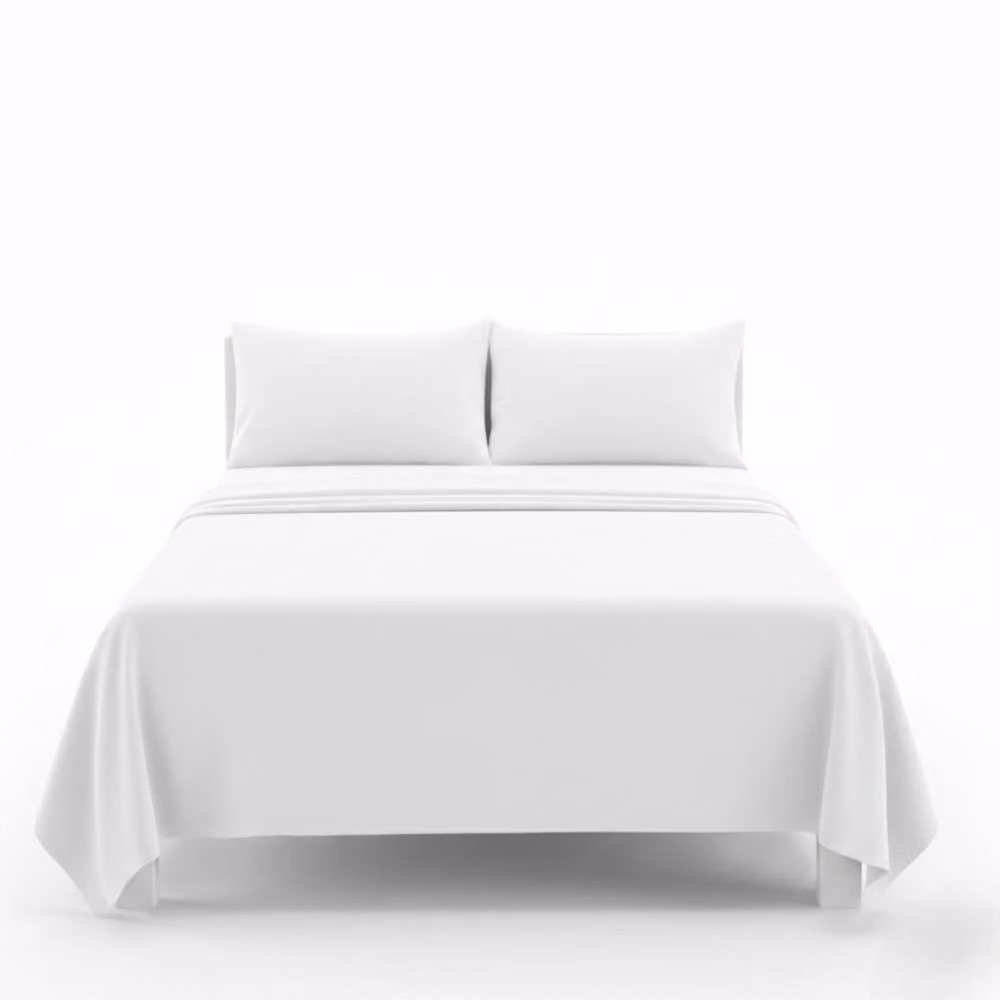 Snug City Easy Care Polycotton Flat Bed Sheet in White, King Size (W/D: 180 x 200 cm) – 2
