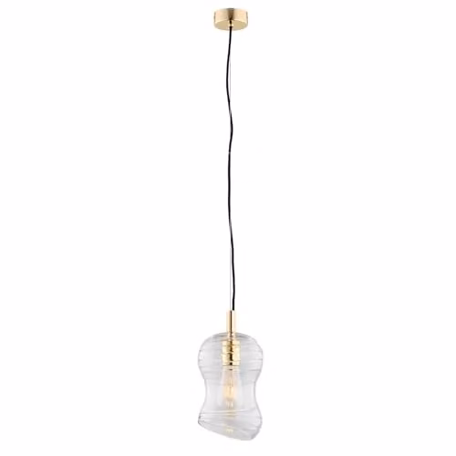 Argon Deportivo Modern Dome Pendant Ceiling Light in Transparent Glass and Brass/Steel