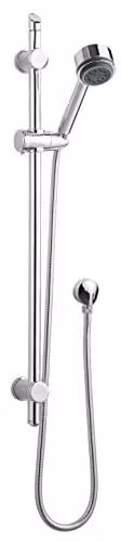 nuie STY042 Modern Round Bathroom Hand Shower Slide Rail Kit with Outlet Elbow, Chrome