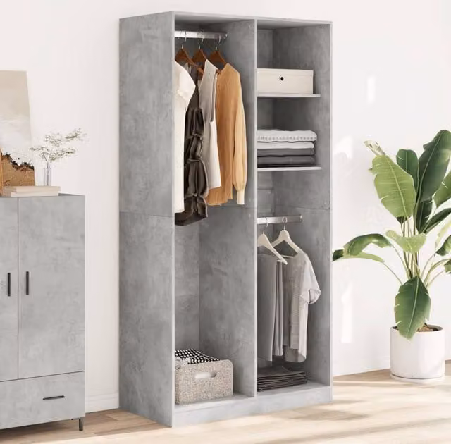 Berkfield Home Concrete Grey Wardrobe in MDF, W/D/H: 100 x 50 x 200 cm – 1