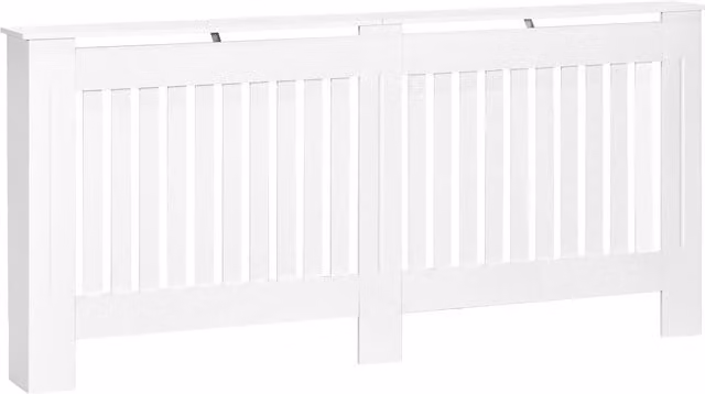 HOMCOM Slatted Radiator Cover Painted MDF Cabinet in White W: 172 cm, D: 19 cm, H: 81 cm – 1
