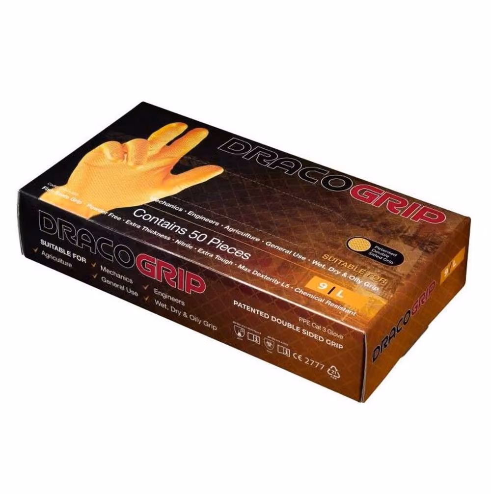 Pegdev Premium Orange Nitrile Gloves, Powder-Free, Disposable, Latex-Free, Textured, XL, 250 Pairs – 2