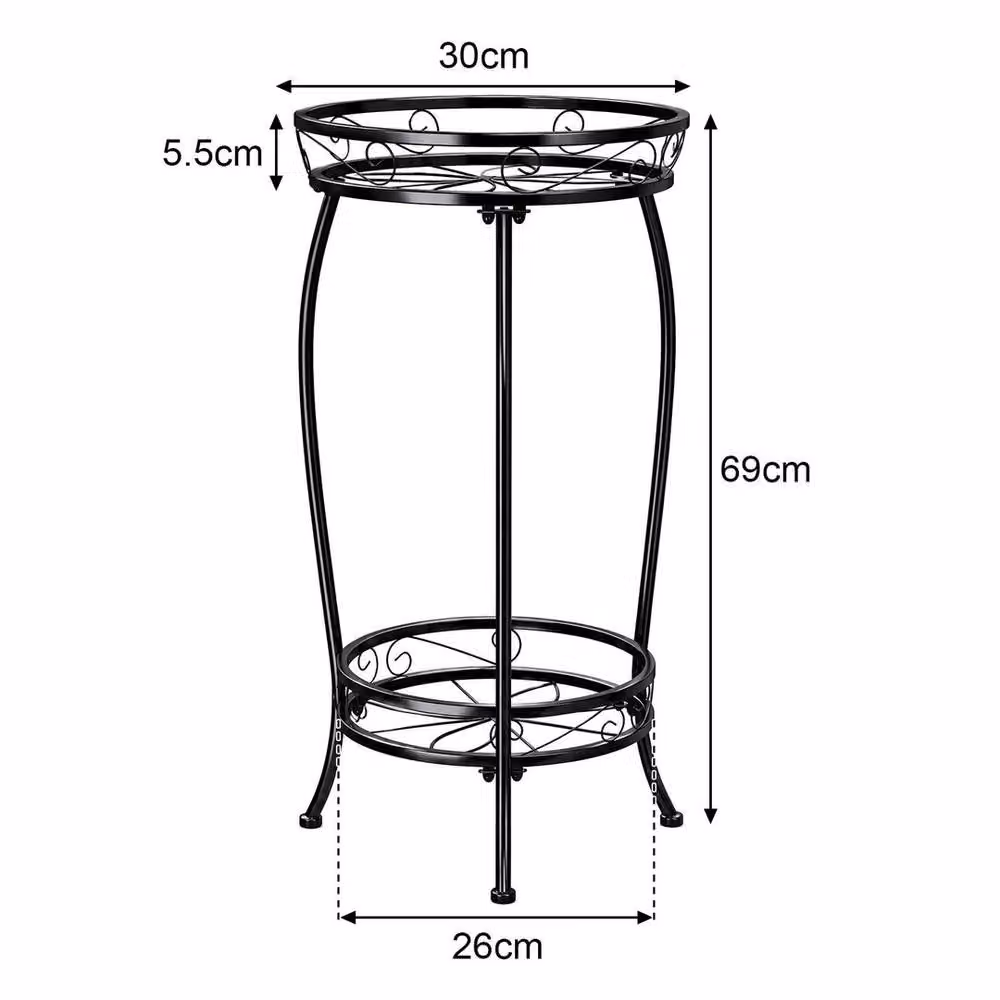 Kelvenix 2-Tier Metal Corner Plant Stand in Matt Black for Indoor and Outdoor Use – 2