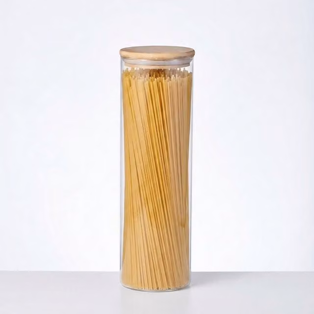 Eden & Willow Airtight Glass Pantry Storage Jar with Bamboo Lid, Transparent, 2.0 l
