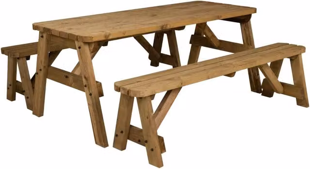 Arbor Garden Solutions Rustic Brown Wooden Picnic Bench and Table Set