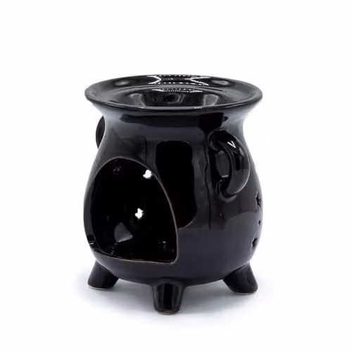 Serenityy Moon Phase Ceramic Cauldron Oil Burner and Tealight Lamp in Black – 1