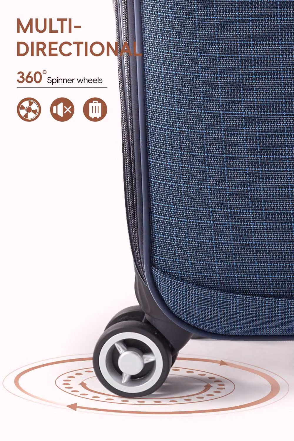 SHEONLY 20-Inch Blue Softshell Expandable Suitcase with Combination Lock – 4