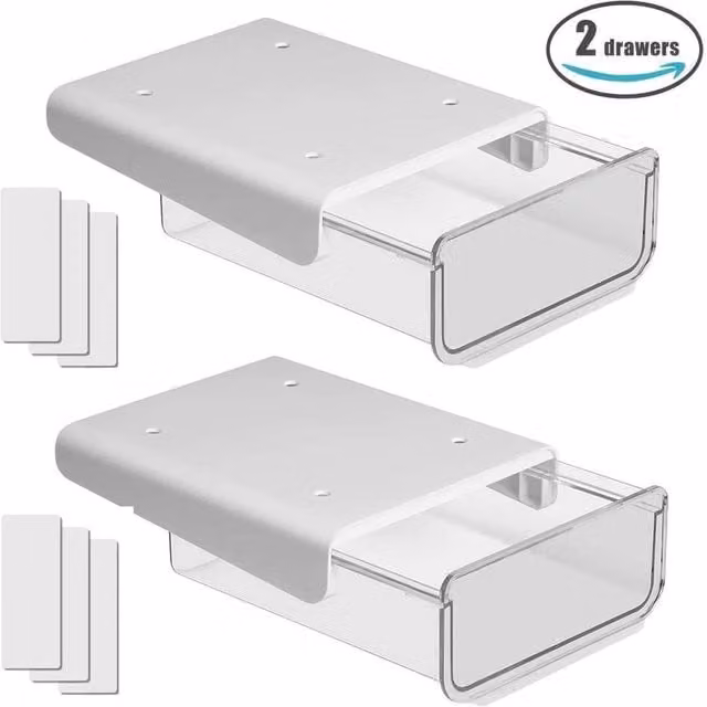 PAWNORA Under Desk Drawers, 2-Piece Set, White – 1