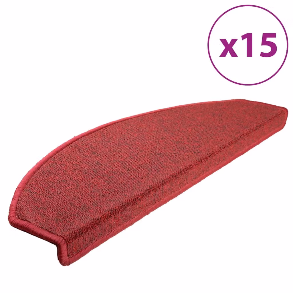 Berkfield Home Self-Adhesive Carpet Stair Treads, 15 Pieces, Bordeaux Red, W: 65 cm, D: 24 cm, H: 4 cm – 2