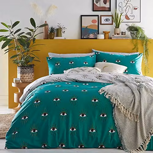 Riva Home Reversible Polycotton Duvet Cover and Pillowcase Set, Green, W: 230 cm x D: 220 cm, Pillowcase: 50 x 75 cm