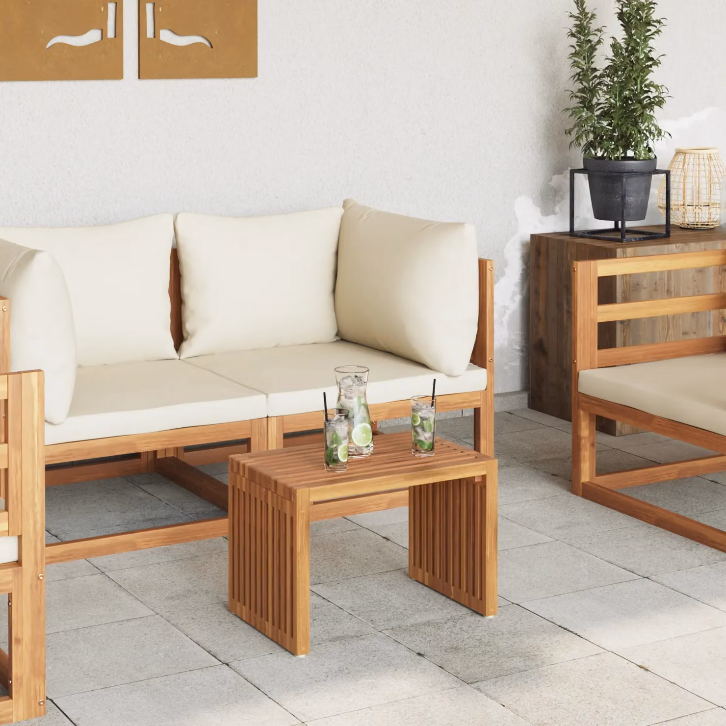 Berkfield Home Modern Oiled Teak Garden Side Table, Brown, W: 50 cm, D: 32.5 cm, H: 35 cm – 2